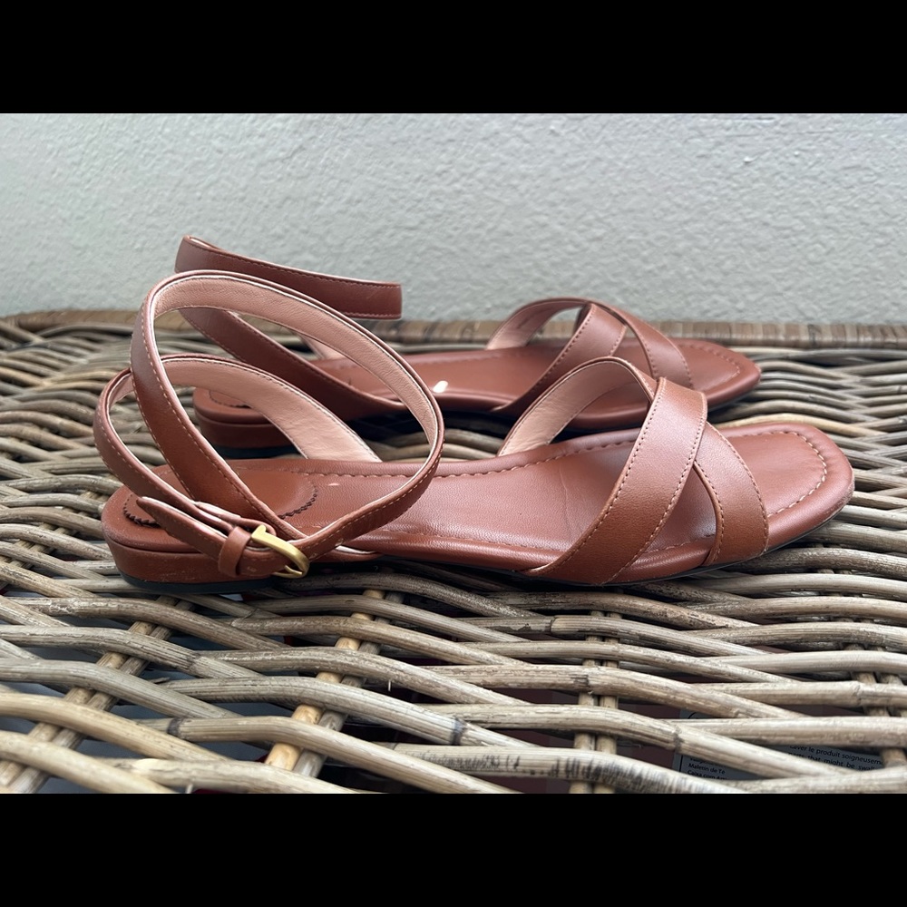 J. Crew Abbie Leather Cross Strap Sandals - Picture 2 of 4